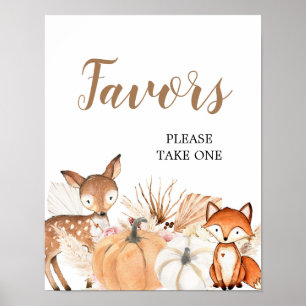 Affiche Boho Woodland Citrouille Baby shower Fête Faveurs