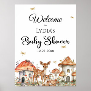 Affiche Boho Woodland Forest Animaux Baby shower Bienvenue