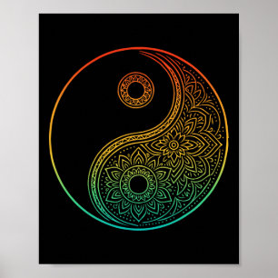 Affiche Boho Yin Yang Mandala Zen Méditation Taoïsme Tai C