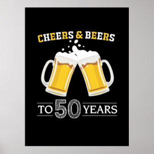 Affiche Boire de bière Cheers et bières à 50 ans Anniversa