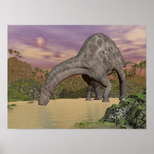 Affiche Boire de dinosaure de Dicraeosaurus - 3D rendent