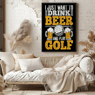 Affiche Boire de la bière et jouer au golf