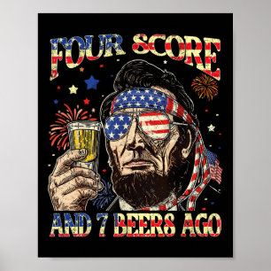 Affiche Boire de la bière le 4 juillet patriote quatre-vin