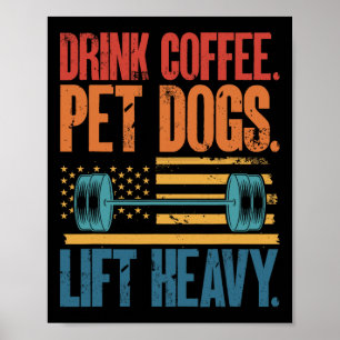 Affiche Boire du café caresser les chiens soulever des hal