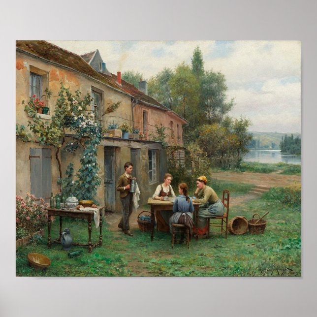 Affiche Boire du café dans le jardin (Paysage français) (Devant)