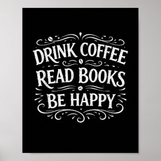Affiche Boire du café lire des livres être heureux vie sim