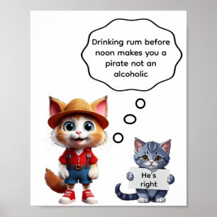 Affiche Boire du rhum avant midi fait de vous un pirate