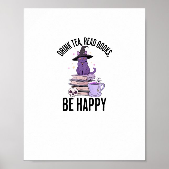 Affiche Boire Lire Livres Whimsigoth Halloween Design (Devant)