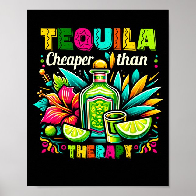 Affiche Boire moins cher que la thérapie cinco de mayo mex (Devant)