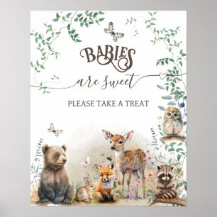 Affiche Bois animal forêt Baby shower de verdure traiter