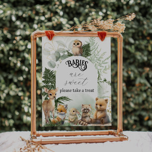 Affiche Bois animal Vert Doux Baby shower doux