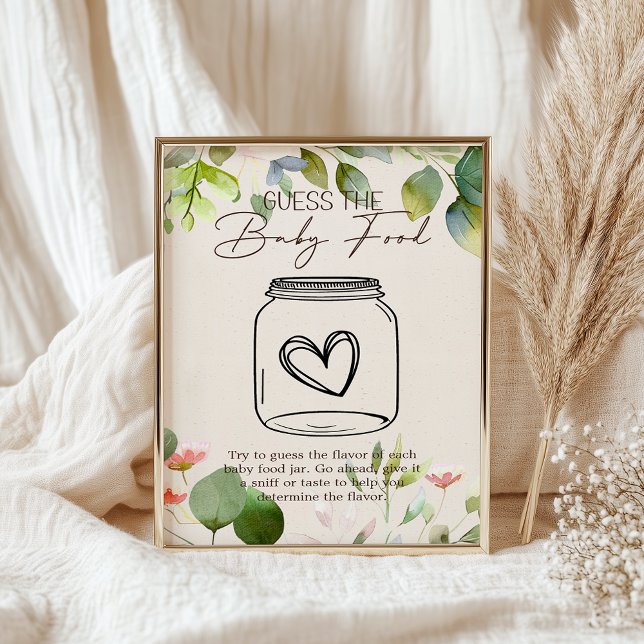 Affiche Bois Animaux Baby shower Guess Baby Food Sign (Créateur téléchargé)