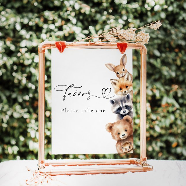 Affiche Bois Animaux Baby shower moderne Bar (Créateur téléchargé)