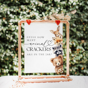 Affiche Bois Animaux Baby shower moderne Jeu