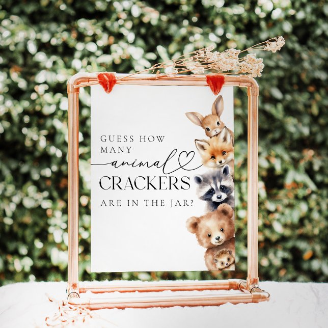 Affiche Bois Animaux Baby shower moderne Jeu (Créateur téléchargé)