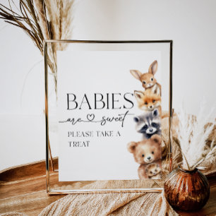 Affiche Bois Animaux Baby shower moderne Sweet Treat