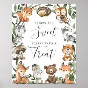 Affiche Bois Animaux Baby showers Bébés sont doux signe