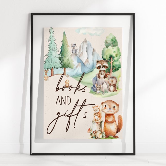 Affiche Bois Animaux Boho Baby shower Livres Cadeaux Symbo (Créateur téléchargé)