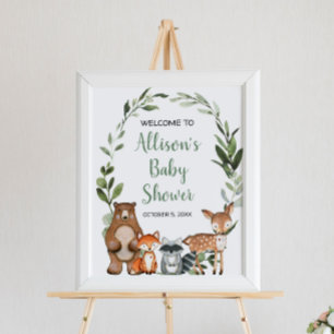 Affiche Bois animaux de la forêt baby shower signe de bien