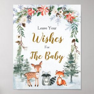 Affiche Bois Animaux d'hiver Forêt de souhaits pour bébé
