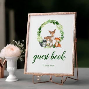 Affiche Bois Animaux Douche Livre Guest Book