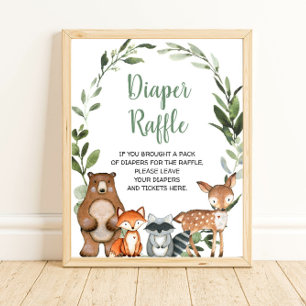 Affiche Bois Animaux Moissonneuse baby shower du chapelet