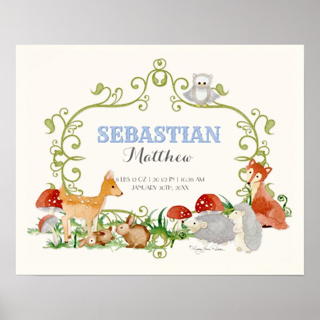 Affiche Bois Animaux Renard Renard Garçon Nouveau-né Stati (Devant)