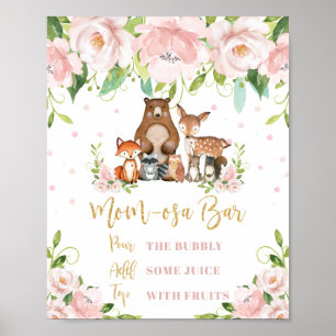 Affiche Bois Animaux Rose Floral Maman-osa Bar Mimosa