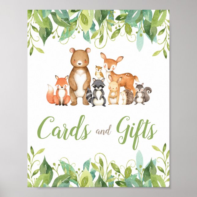 Affiche Bois Animaux Végétation Cartes Baby showers Cadeau (Devant)