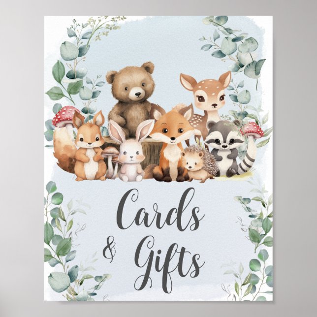 Affiche Bois Animaux Végétation Cartes Baby showers Cadeau (Devant)