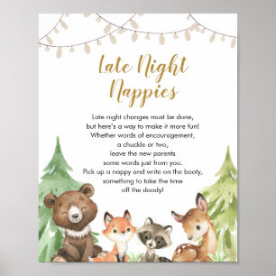 Affiche Bois Baby shower Wild Napps tard dans la nuit
