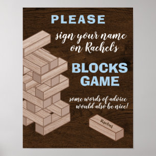 Affiche Bois Blocks Party Événement Guestbook Signer livre