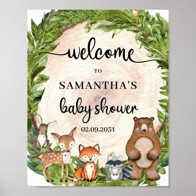 Affiche Bois bûcherons baby shower panneau de bienvenue (Devant)