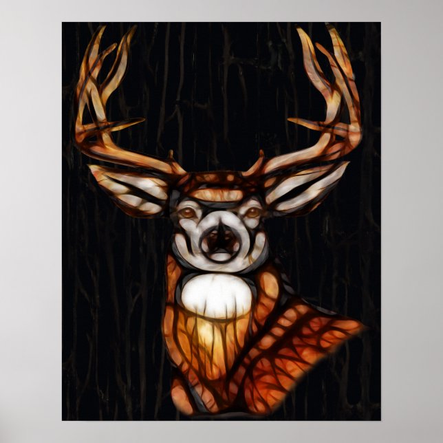 Affiche Bois de bois Cerf rustique Pays Cabine Art unique (Devant)