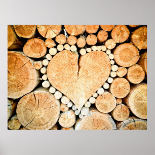 Affiche Bois de bois de coeur bole bois de chauffage