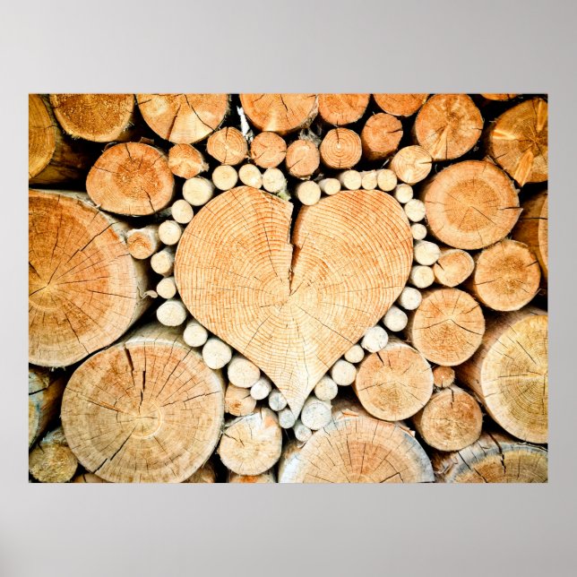 Affiche Bois de bois de coeur bole bois de chauffage (Devant)