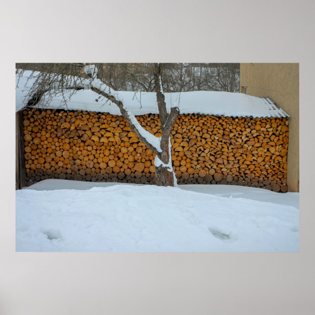 Affiche Bois de chauffage empilé. (Devant)