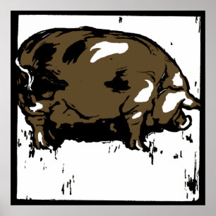 Affiche Bois de l'État victorien Animaux de ferme Cochons