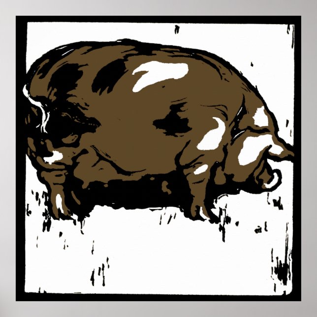 Affiche Bois de l'État victorien Animaux de ferme Cochons (Devant)