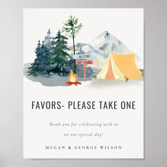 Affiche Bois de pin rustique Camping Faveurs Baby shower S (Devant)