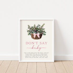 Affiche Bois d'hiver ne pas dire Baby shower Jeu signe