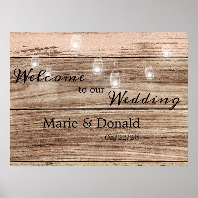 Affiche Bois et lanternes roses rustiques (Devant)