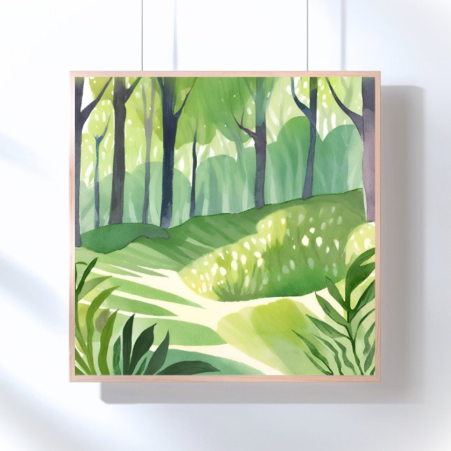 Affiche Bois Fantaisiste | Paysage à l'aquarelle de la for (Créateur téléchargé)