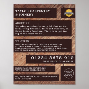 Affiche Bois foncé, Menuiserie, Publicité de charpentier