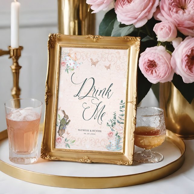 Affiche Bois-moi | Alice Vintage Au Pays Des Merveilles (Drink Me | Vintage Alice In Wonderland Decoupage Poster)