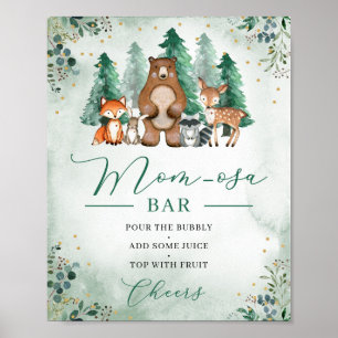 Affiche Bois momosa bar signe animaux Baby shower