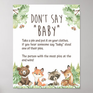 Affiche Bois ne dit pas Baby shower Pin Game Sign