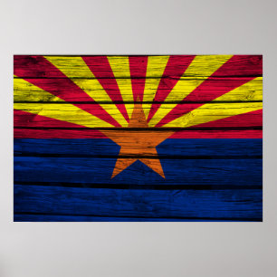 Affiche Bois rustique de drapeau de l'Arizona