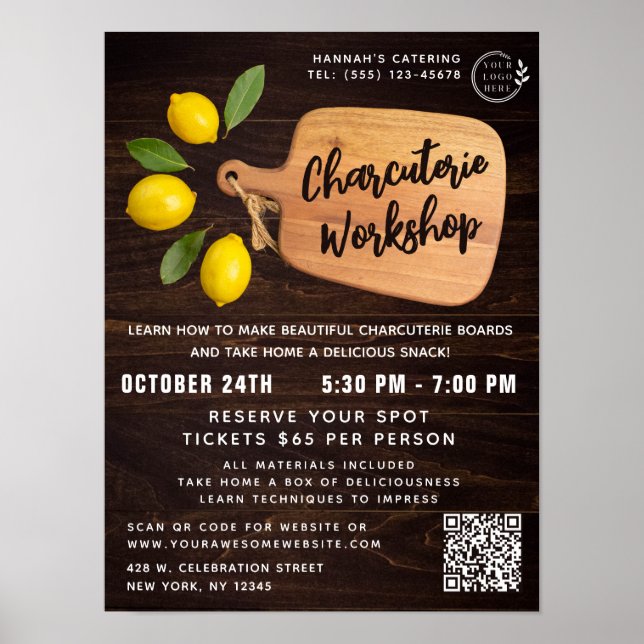 Affiche Bois rustique Découpe Citrus Cuisine Script (Devant)