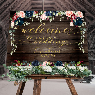 Affiche Bois rustique Floral Or fantaisie Calligraphie Bie
